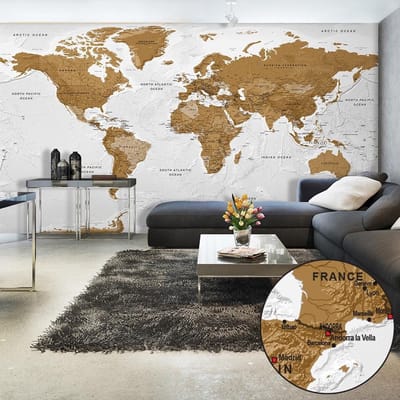 Fotobehang – Behangpapier - Fotobehang XXL - World Map: White Oceans II 500x280 - Artgeist