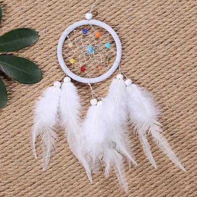 Heet Wit Dromenvanger Net Handgemaakt Hangend Sieraden Indiase Stijl Dromenvanger Ornament Huis Muur Decor Auto Decor Windgongen white