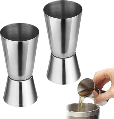SnelShoppen - Pack van 2 Cocktail Jigger - Dubbele Meten 2 cl 4 cl - RVS Maatbeker voor Cocktails, Dranken, Baraccessoires - Perfect voor Feestjes en