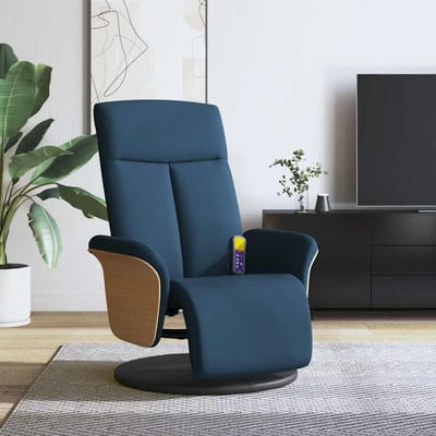 vidaXL - Massagestoel - verstelbaar - met - voetensteun - stof - blauw