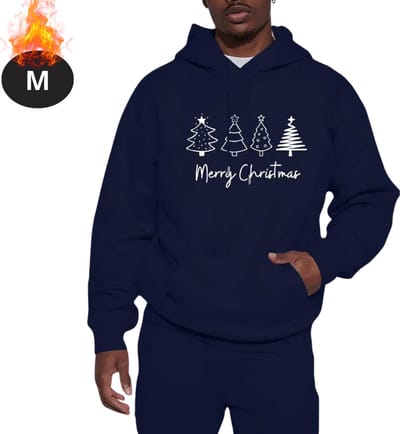 Bovista Kersttrui - Heren - Foute Kersttrui - Christmas Sweater - Kerst Sweater - Kerstboom - Christmas Jumper - Hoodie - Marineblauw - M