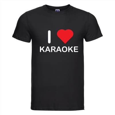 I LOVE KARAOKE T-shirt - 100% Katoen - Maat XS - Classic Fit - Zwart