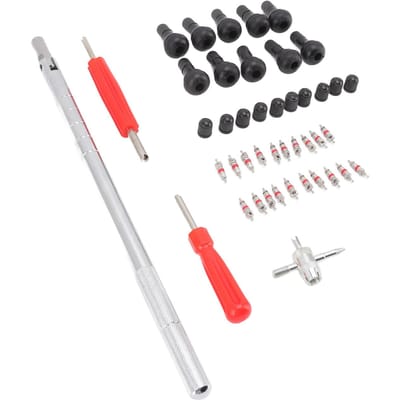 Bandenventielstang Verwijdergereedschap Set Ventielkern 4-weg Ventielgereedschap Ventielstangdoppen Enkel Dubbelkop white