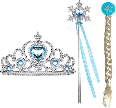 Het Betere Merk - Prinsessen speelgoed meisje - Speelgoed - Prinsessen Accessoireset - Kroon - Tiara - Toverstaf en vlecht - Verkleedjurk