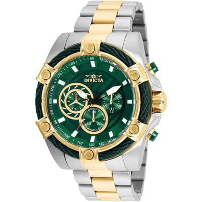 Invicta Bolt 25519 Heren Horloge - Quartz Uurwerk - Roestvrij Staal met groene Wijzerplaat - 52mm