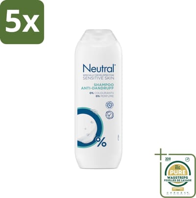 5 x Neutral - Shampoo - Gevoelige Huid - Anti-Roos - 0% Kleurstof & Parfum - 250 ml - Grootverpakking - Gevoelige Huid - Anti-roos Shampoo - 0% Parfum - 0% Kleurstof - 0% Parabenen