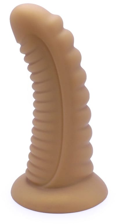 Kiotos Ribbed Penis XL Shinny Flesh Suction Dildo - Amazing Shinny Gold/Flesh Silicone - 8 cm diameter x 30 cm lang
