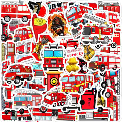 Meer Leuks - Brandweer stickers - Stickerset met 50 stuks - Brandweerman & Brandweerauto