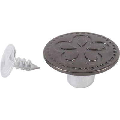 125 Sets Broekknoopjes 17mm 5 Bloemblad Patroon Dop Puntige Schroef Combo Draad Klinknagel Knoopjes voor gray