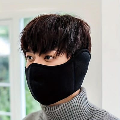 Winter Gezichts- & Oorwarmer Winddicht, Verdikt voor Extra Warmte, Ademend Fietsen Warm houden black