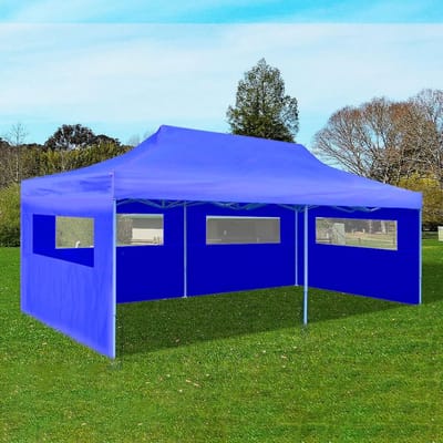 Opvouwbare Partytent - Pop-up Tuinhuis - Feestelijke Bijeenkomsten - Waterdicht Oxford Dak - 3 x 6 Meter - Blauw