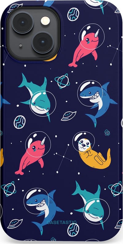 Casetastic Hoesje Geschikt voor Apple iPhone 14 Plus Magsafe - Stijlvolle Beschermende Duo-layer Case - Ruimte Oceaan Blauw