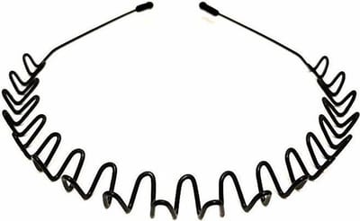 Wave Sport Diadeem Mannen Zigzag - Sport haarband Volwassenen - Metaal - Zwart - 41 cm