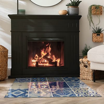 Coloray Vloerplaat Houtkachel - Plaat voor Onder Kachel - 100 cm x 70 cm - Kachel Vloerplaat - Blauw Vloerplaat Kachel - Plaat Kachel - Vloerplaat Openhaard - Houtkachel Accessoires - Onderplaat