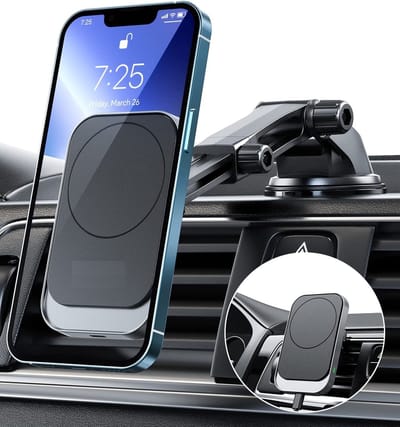 Telefoonhouders Auto met Zuignap + Ventilatierooster - MagSafe Autohouder - 15W Draadloos Snelladen - Geschikt voor iPhone 12/13/14 - Autolader voor Raam, Dashboard, Ventilatierooster en Bureau - GSM Houder Auto - Telefoonhouder Auto Ventilatie
