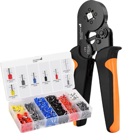 Ferrule Krimpgereedschap Kit - Adereindhuls Tang - Bedradingsprojecten Voltooien - Zelf Verstelbaar Ratchet - 0.25-10 mm² - Roodbruin