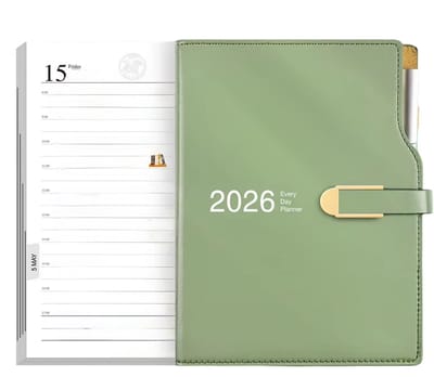 Agenda 2026 A5 Planner – Weekagenda, Dagelijks Dagboek, Kalender 2026, Notitieboek, Bullet Journal, Kladblok, Organisator, Schetsboek - Groen