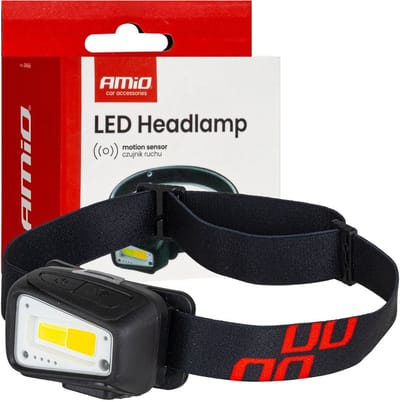 AMiO LED Hoofdlamp COB 1800mAh met Bewegingssensor - USB Oplaadbaar en Verstelbare Hoofdband - Voor Outdoor Workshop en Noodsituaties