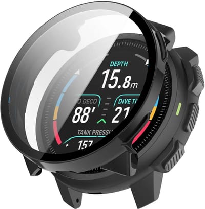 Strap-it PC Case met glass geschikt voor Suunto Nautic S PC - Optimale bescherming tegen krassen en stoten - Screenprotector (Zwart)