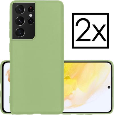 Hoesje - 2 Stuks - Geschikt voor Samsung Galaxy S21 Ultra - Sterk & Shockproof - Case Siliconen - Back Cover - Telefoon Hoes - Groen