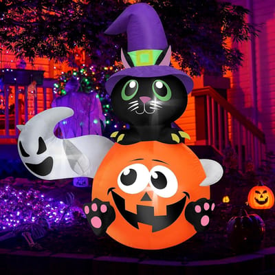 Opblaasbare Tuindecoratie - Halloween Figuur - Feestelijke Sfeer - Ingebouwde LED Verlichting - 5 FT Hoog - Multicolor