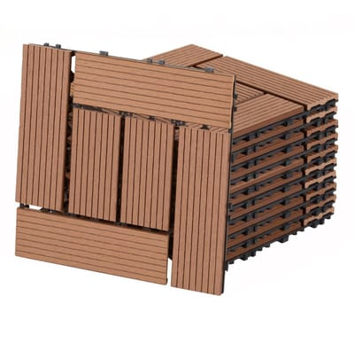 Terrastegels - Vlondertegels Balkon - Buitenruimte Ontwerpen - WPC Composiet Materiaal - 11 stuks 1 m² - Bruin