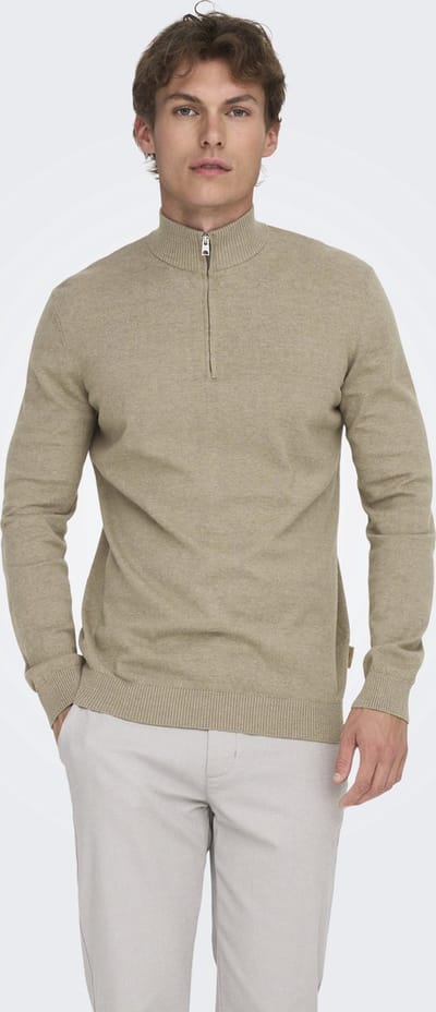 ONLY&SONS - ONSLOUI REG 12 MEL HALF ZIP KNIT NOOS - Heren - Gebreide truien