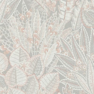 Bloemen behang Profhome 396534-GU vliesbehang hardvinyl warmdruk in reliëf licht gestructureerd met bloemmotief mat grijs beige wit 5,33 m2