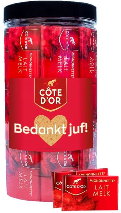 Côte d'Or Mignonnette Melk chocolade "Bedankt juf!" - cadeau voor juf - einde schooljaar - chocoladecadeau - melkchocoladetabletten - 750g