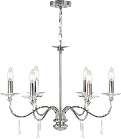Elstead Lighting LED Kroonluchter | 6X E14 Max 60W | Dimbaar | Polished Nickel