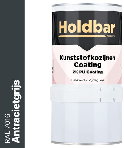 Holdbar Kunststofkozijnen Coating Antracietgrijs (RAL 7016) 1 Kg - Kunststof Kozijnen Schilderen - Hecht direct op kunststof - 100% UV-bestendig - kunststof kozijnen verven