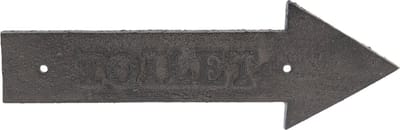 Clayre & Eef Tekstbord 29x10 cm Bruin Ijzer Rechthoek Pijlen Toilet Wandbord