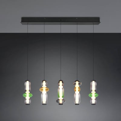 Trio Lighting LED hanglamp Minerva, lengte 100 cm, kleurrijk, glas, CCT dimbaar