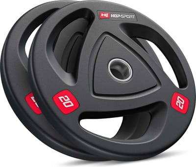 Hop-Sport Olympische Gewichtenset 40 kg – 2 x 20 kg Halterschijven – 50 mm Gewichtschijven voor Alle Halterstangen en Krachtapparatuur – Duurzaam Ontwerp Voor Home Gym Krachttraining en Spieropbouw