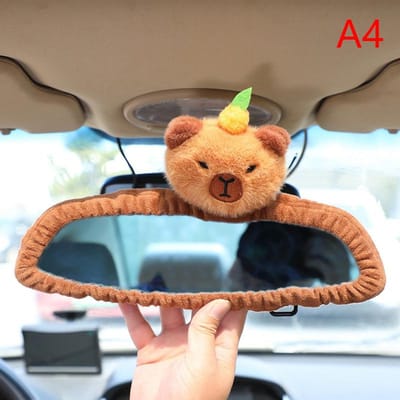 Auto Hoofdsteun Nekkussen Capibara Pluche Schouderbescherming Schattige Tissuebox Kawaii Autodecoratie van Autoaccessoires Knuffelcadeau black