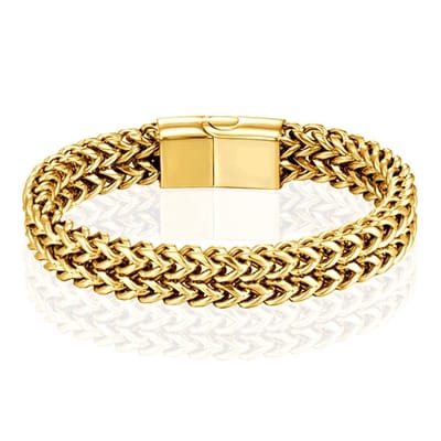 Sorprese armband - Retro - 19 cm - Schakel - RVS - Goudkleurig - armband heren & dames - magnetische sluiting - cadeau - Model T