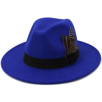 Gele Veer Fedorahs Heren Fedora Hoed Heren Panama Top Pet Unisex Hoed Militaire Kleur Fedorahs Hoed met Brede Rand Kerkhoed Feest Hoed 55 -58cm black