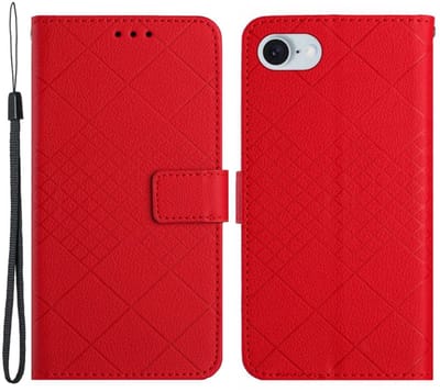 Coverup Hoesje - Geschikt voor iPhone 16e / 17e Hoesje - Coverup Rhombus Book Case - Rood