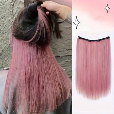 Synthetische Lange Rechte Clip In Eén Stuk Haarextensie 4 Clips Binnenste Laag Verborgen Haarkleur Haarstuk Kleur Pruik black