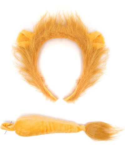 KIMU® Leeuw Haarband Oren & Staart Diadeem Set - Donkerbruin Oortjes Leeuwin Pak Dierenpak - Nederland Kinderfeestje Oortjes Staartje Festival