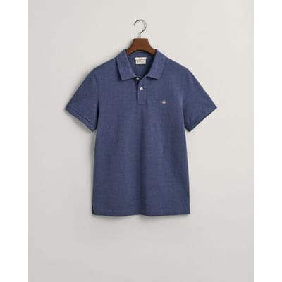 Gant Polo Slim Subtle Shield Embroidery Piqué Uni Dark Jeansblue Melange / male