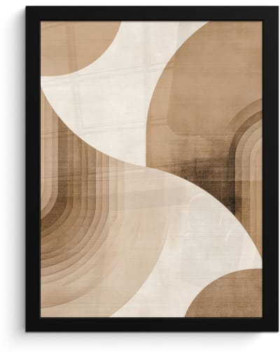 Poster in lijst - Fotolijst 30x40 cm - Posters - Retro - Geometrische lagen - Aardetinten - Posterlijst zwart - Decoratie - Wanddecoratie woonkamer - Muurdecoratie slaapkamer