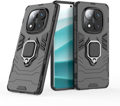 MobyDefend Hoesje - Geschikt voor Xiaomi Redmi Note 14 Pro 5G - Dubbelgelaagde Pantsercase Met Standaard - Zwart