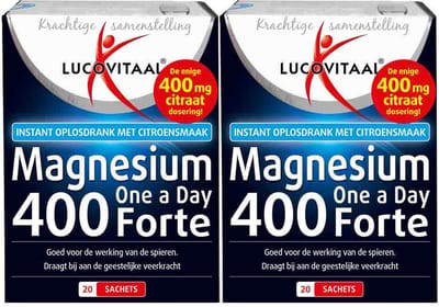 Lucovitaal Magnesium 400 Forte One a Day - 2 x 20 sachets - Voordeelverpakking