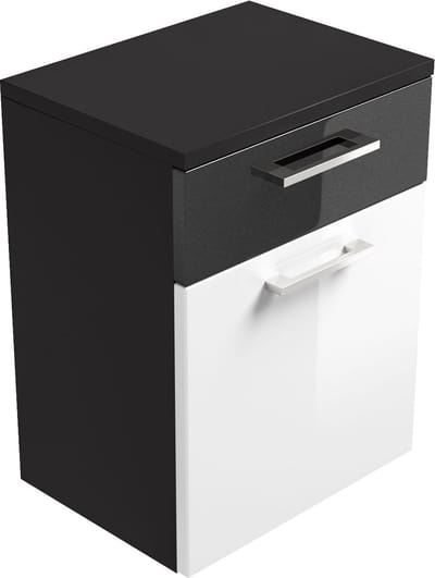 Lage badkamerkast Ilse Antraciet - Wit - Breedte 40 cm - Hoogte 53 cm - Diepte 30 cm