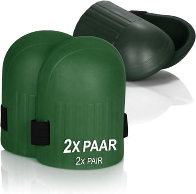 2 paar kniebeschermers voor tuinieren, vloeren en tegelwerk - EVA bescherming met elastische band - antraciet/groen