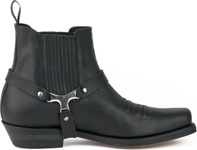 Mayura Boots 24 Zwart/ Cowboy Western Enkellaars Heren Vierkante Neus Sierspoor Elastiek Sluiting Maat EU 40