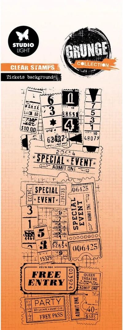 Clear stamps Tickets background - Grunge collection nr. 676