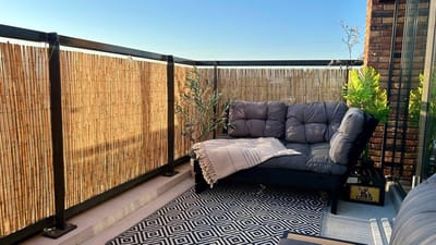 TuinChamp Rietmat 8-10 mm 120x300 cm - Balkonscherm riet - Tuinafscheiding natuurlijk hout - Rietmat op rol - Natuurlijke uitstraling
