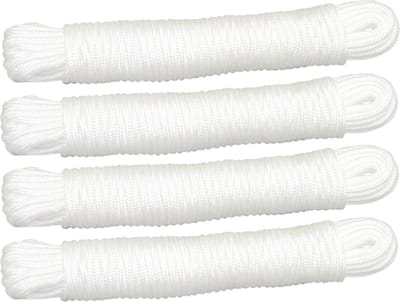 AMIG Touw - 4x - 10 meter - D3mm - polypropyleen - 50 kg - wit - waslijn - tuin